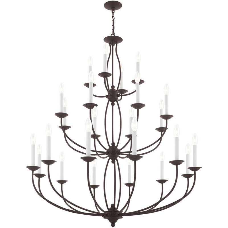 Lustre classique 24 lumières façon bougie, Bronze