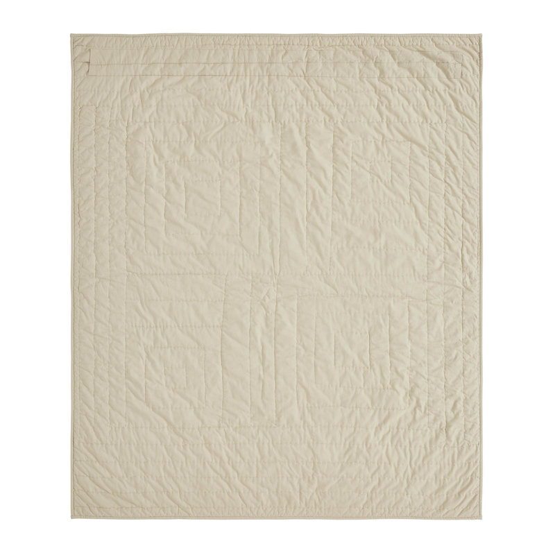 Navy and Beige Cotton Patchwork Quilted Throw Blanket 50x60
