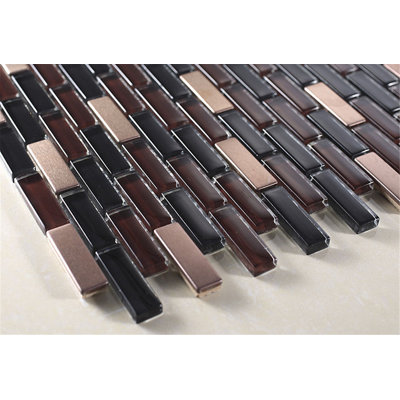 11.75'' X 12'' Metal/Glass Brick Joint Mosaic Wall Tile