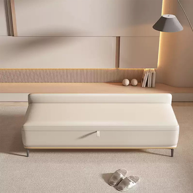 Repose-pieds de luxe en cuir massif et microfibre avec rangement en bois massif