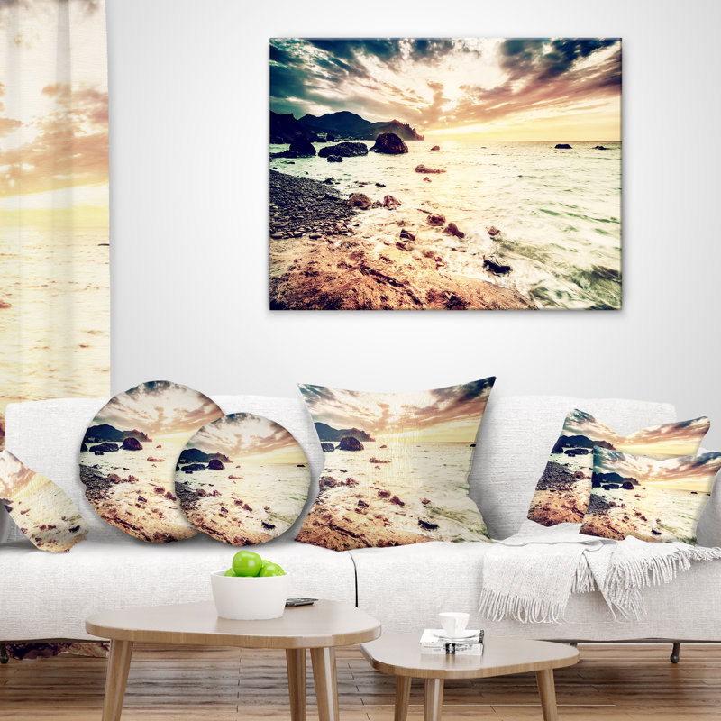 Coussin lombaire seascape avec une vue paysages, Carrée 18 po x 18 po