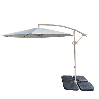 10Ft Outdoor Umbrella Without Plastic Base, - Protection, 8 Alloy Frame, Easy Crank For Opening And Closing Offset Hanging Patio Umbrella, Unique Banana Shape, Canopy, 45 Tilt Optimal Shade