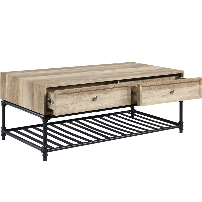 Coffee Table With Storage Function - Enhancing Organization Oak And Ample Space For