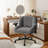28.3" Wide Upholstered Office Chair With Wheels For Home Office,Vanity, Apartment Dorms-1531339848