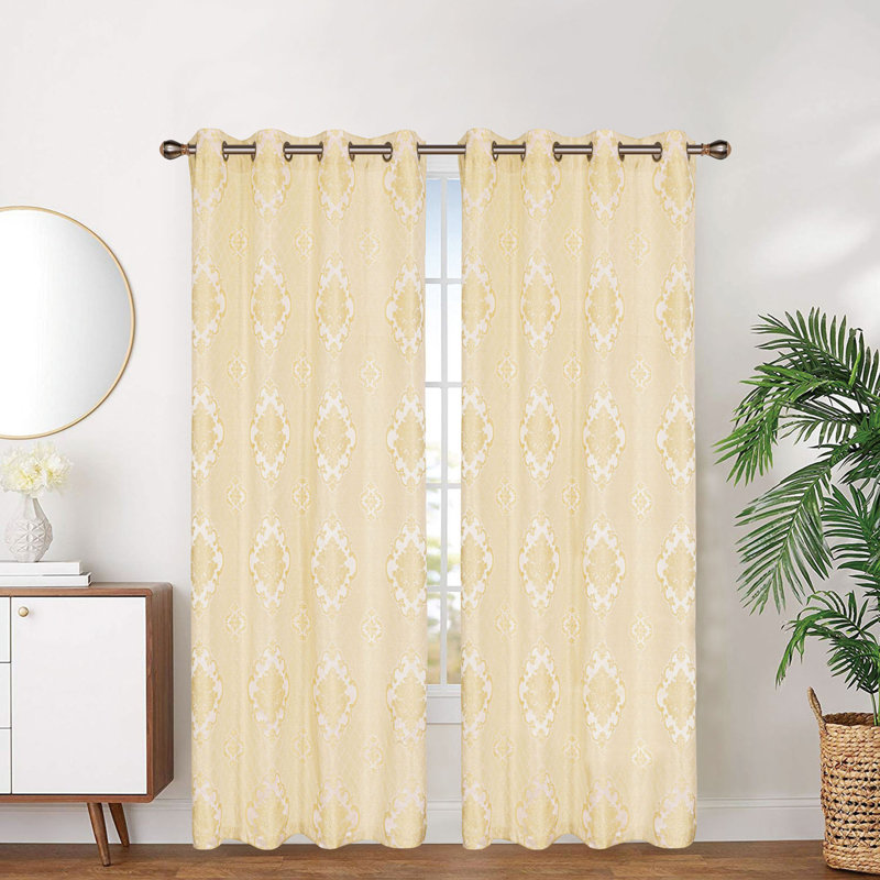Advika Linen Room Darkening Curtain Single Panel, Beige