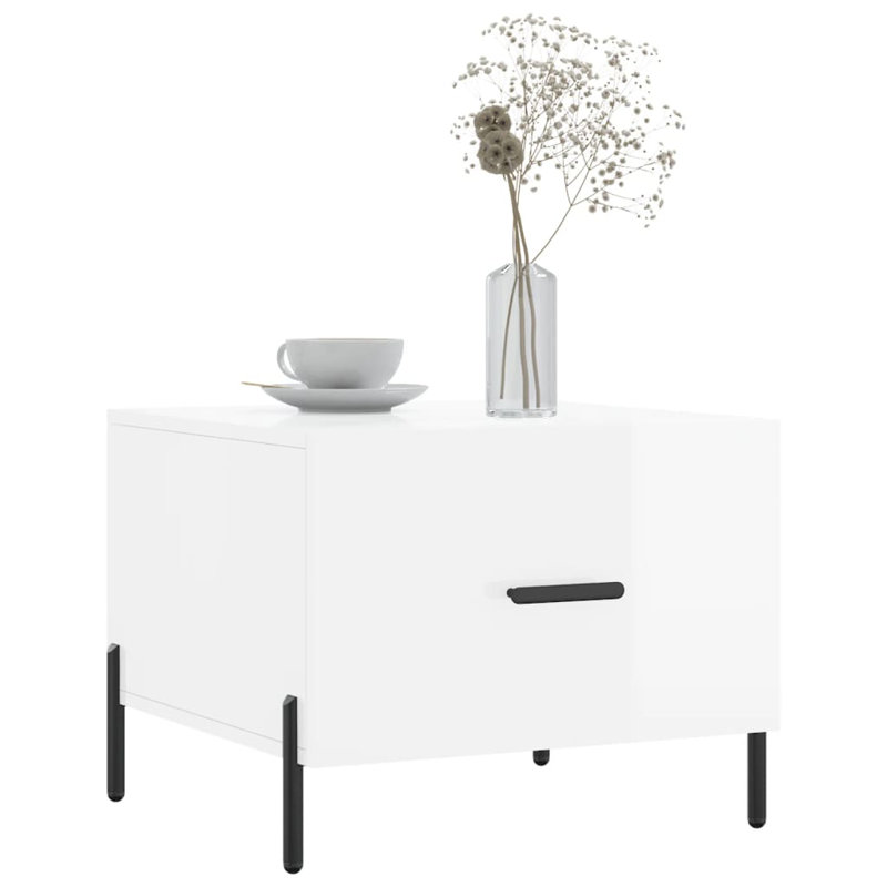 Four Leg Coffee Table with Storage, high gloss white