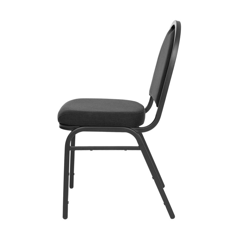 Celia Fabric Stack Chair (2 Pack), Ebony Black, Black