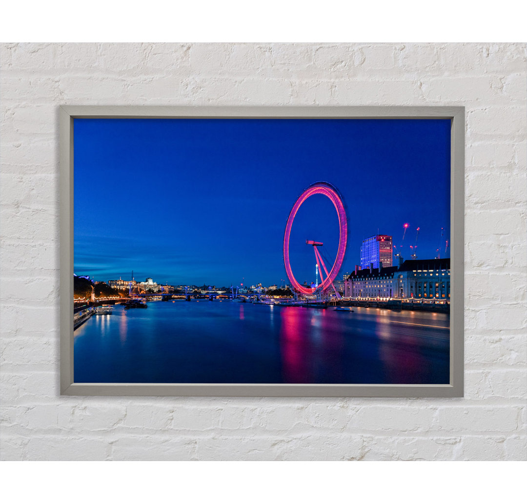 London Eye Pink Glow - Einzelner Bilderrahmen Kunstdrucke auf Leinwand