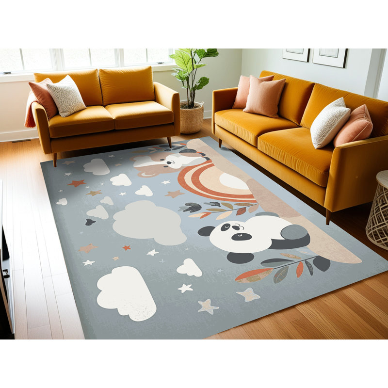 Indigo Safari Washable Cute Animals Kids Rug, Rectangulaire 3 pi x 5 pi