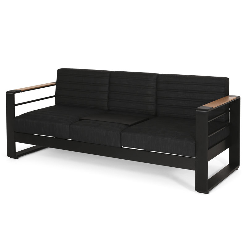 Black 3 Seater Couch With Aluminium Framework And Seat Covers Lounge Chair Construction Water- Materials,