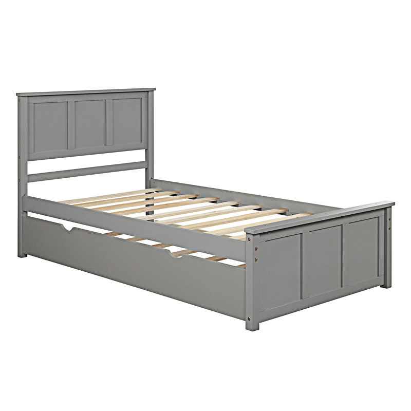 Platform Bed With Trundle, Gray
