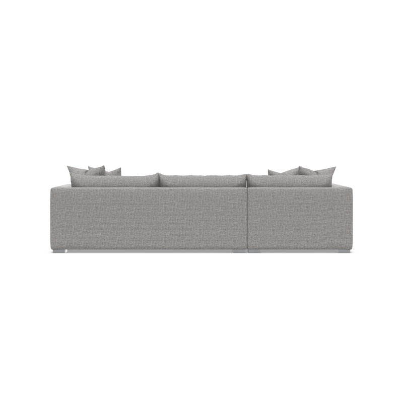 Chaise Sectional, Gray Polyester