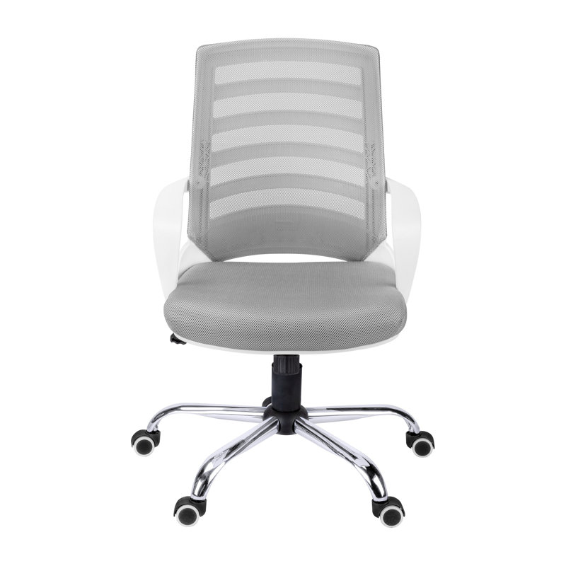 Mid-Back Ergonomic Office Chair with Adjustable Height and White Ladder-Back Design
