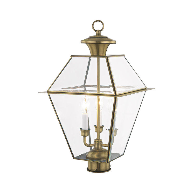 Tête de lanterne câblée à 1 lumière de 22 po Boto, Laiton antique