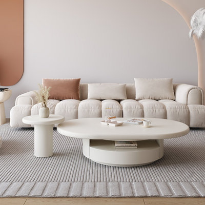 Cloud velvet cream style solid wood coffee table