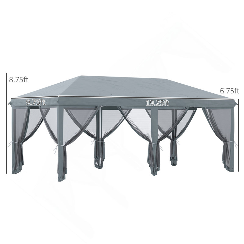 Tente avec auvent Pop Up Outsunny, Gris