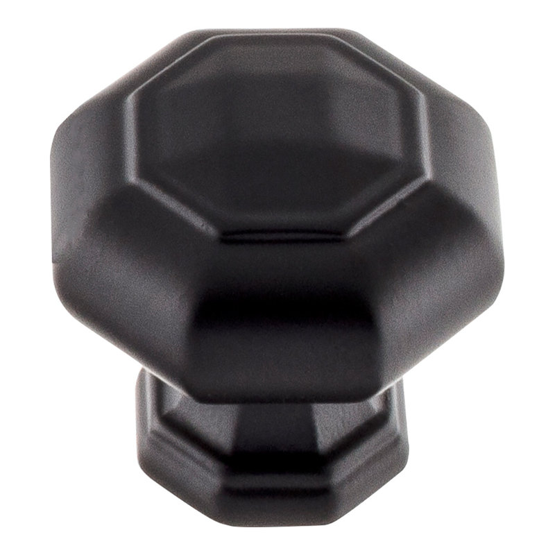 Matte Black Round Traditional Knob with Mounting Hardware