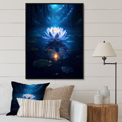 «Blossoming White Lotus In Blue Moon Pond», reproduction sur toile