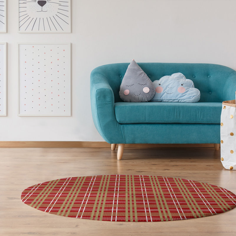 Plaid Indoor Rug, Round 5'