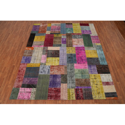 Wool Distressed Patchwork Area Rug 8x10
