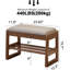 Petit banc à chaussures avec coussin, étagère à chaussures à 2 niveaux avec rangement rabattable, étagère à chaussures en bois noyer, 23,62 po
