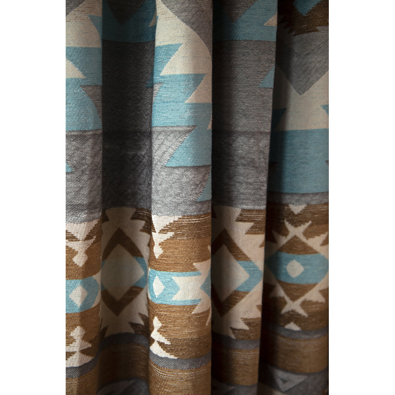 Southwest Turquoise and Brown Fabric Blackout Shower Curtain