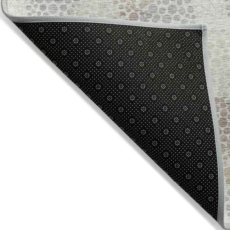 Tapis intérieur lavable à pois ivoire 9 pi x 12 pi brun et gris