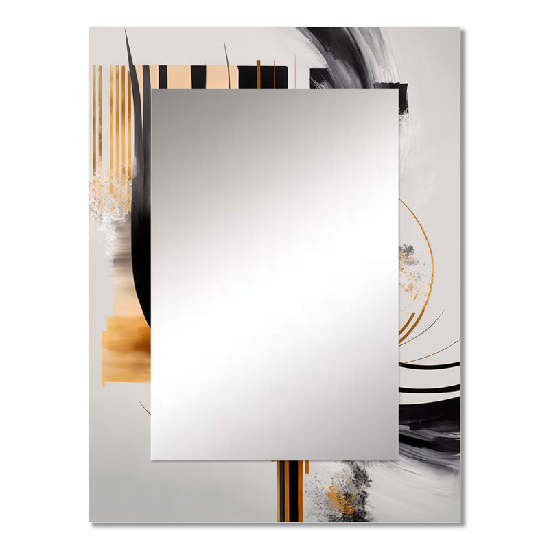Gold Touch Art Deco III - Abstract Mirror, Modern Decorative Wall Mirror, Printed Metal Art, 32" x 24"
