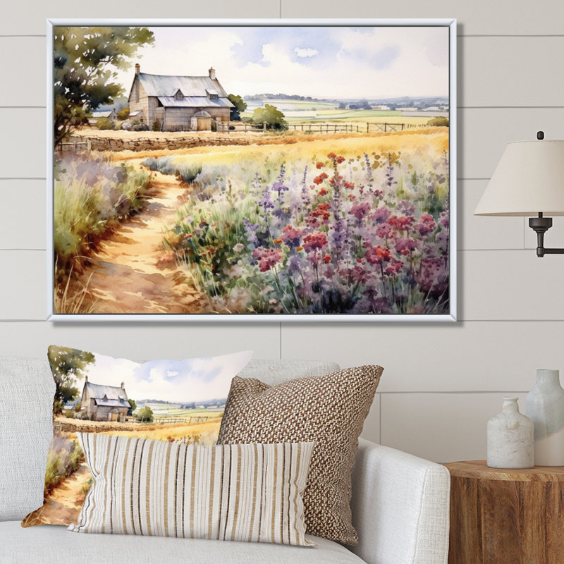 Herbs Garden At The Farm I On Canvas Print, White Floater Framed, 16" H x 32" W x 1.5" D