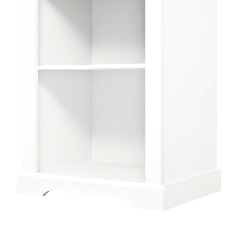 Meuble télé 3 pièces, base blanche et placage de noyer, armoires latérales courbées pour le salon, Blanc, Non