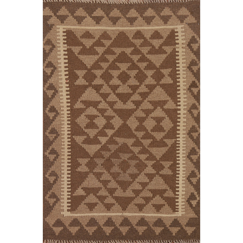 Reversible Wool Kilim Geometric Area Rug 3x4