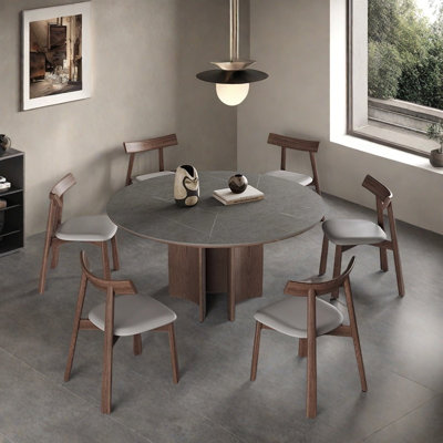 High-end round home dining table and chair