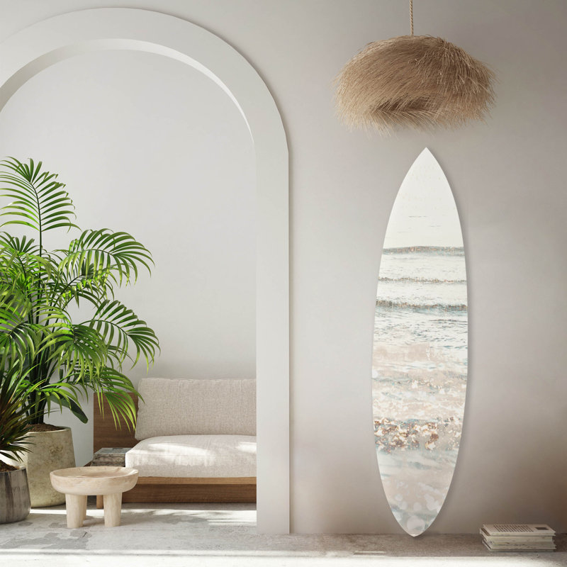 Decorative Surfboard Wall Art Print on Acrylic, Coastal Jeweled Waters Surfboard