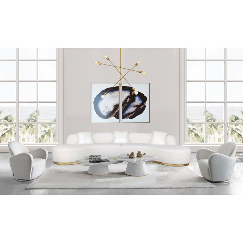 Simona Upholstered 150.39'' Sofa, Ivory, 29.1" H x 150.39" W x 60.63" D, 5