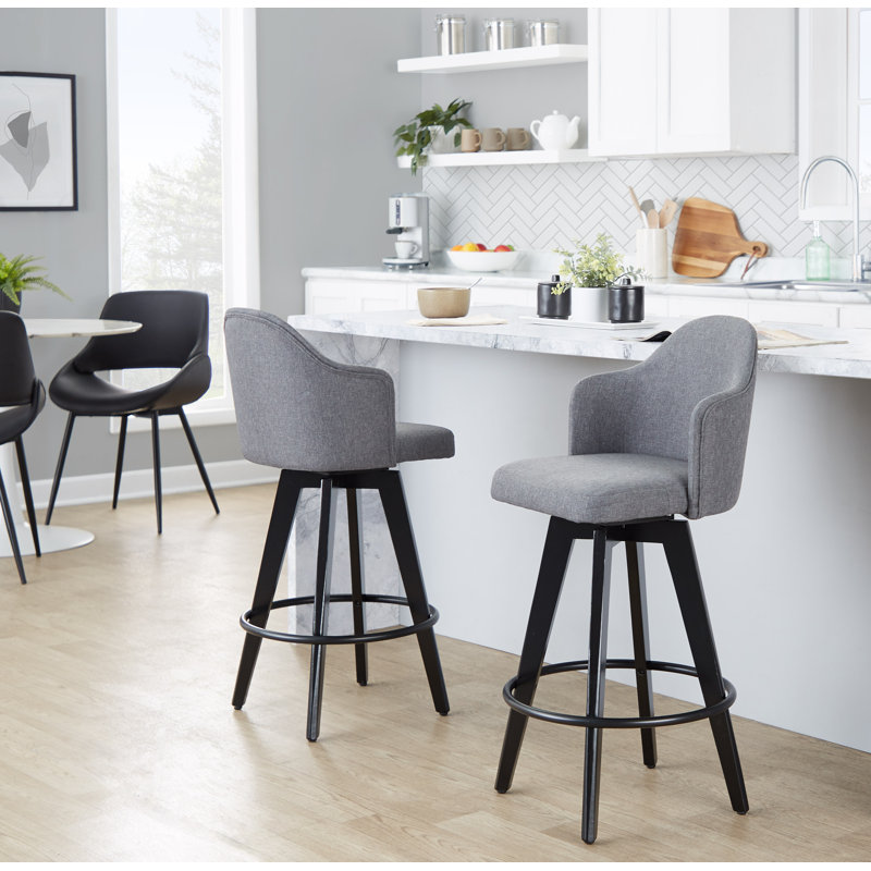 Tabouret de comptoir à hauteur fixe 26 "avec repose-pieds rond Capuano - ensemble de 2, Gris