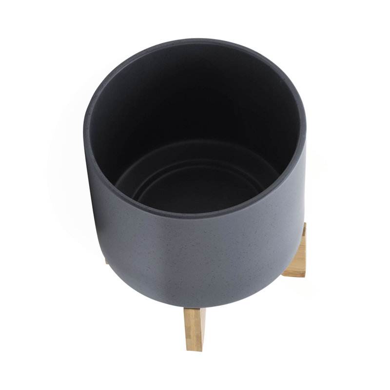 PLATEAU 8 "AVEC SUPPORT EN BOIS, GRIS MAT, H 9 po x l 8 po x P 8 po