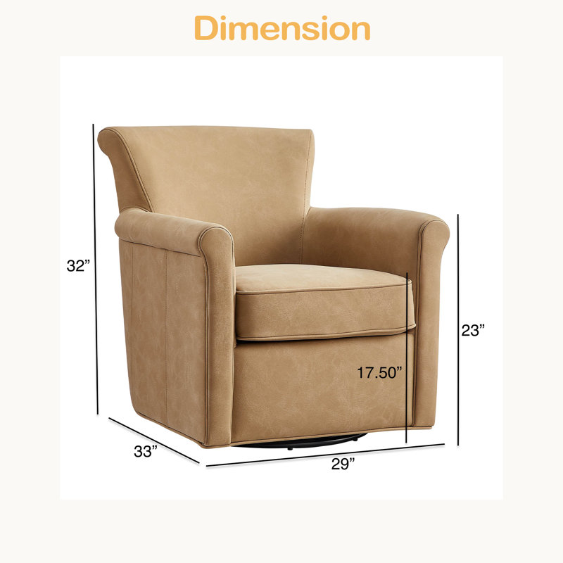 Fauteuil d'appoint pivotant en similicuir, Marron clair