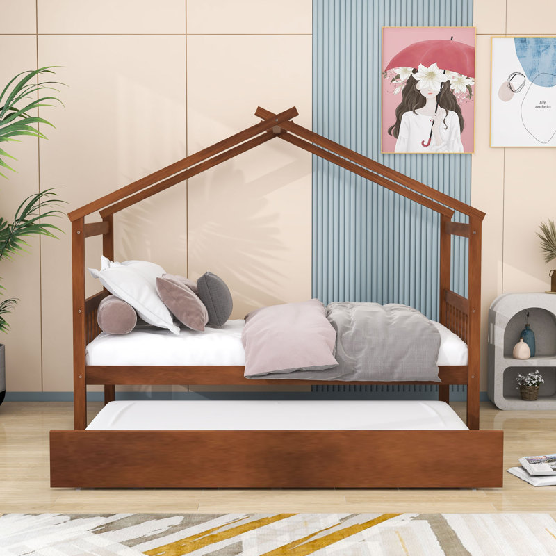 Patchin Wood Daybed with Trundle and Slats, Walnut, Twin
