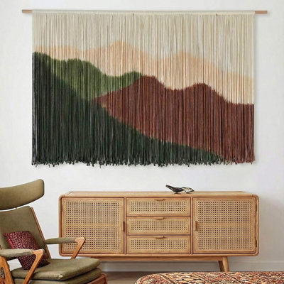 Boho-chic 57''w X35''l Mountain Landscape Macrame Wall Hanging