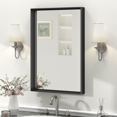 Molly Tempered Glass and Metal Framed French Cleat Mounted Wall Bathroom / Vanity Mirror