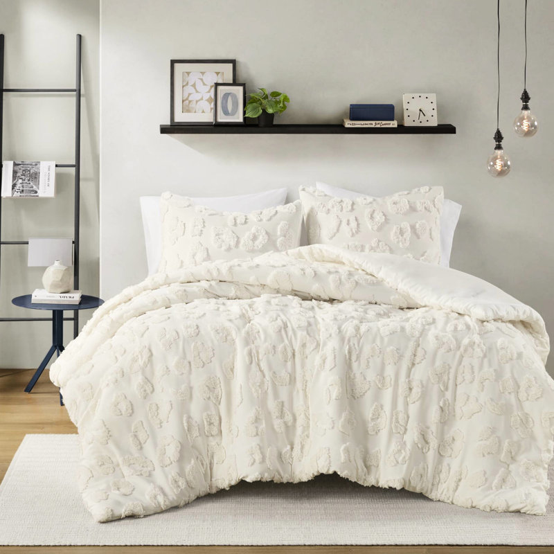 Housse de couette en chenille double / grand - animal, 2 taies décoratives, motif en microfibre à revers doux, standard
