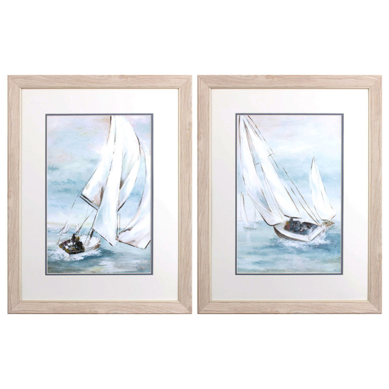 HomeRoots (lot de deux), art mural encadré, voile, vent, brun