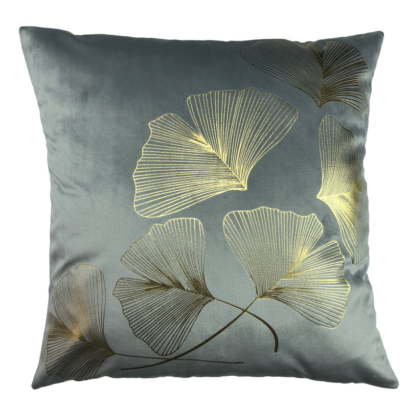  Housse de coussin Gold Ginkgo, Gris, H 18 po x l 18 po