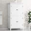 Armoire de rangement élégante pour salle de bain, unité de rangement pour salle de bain, armoire autoportante avec 4 portes, tablettes réglables, tablettes adaptables, blanc
