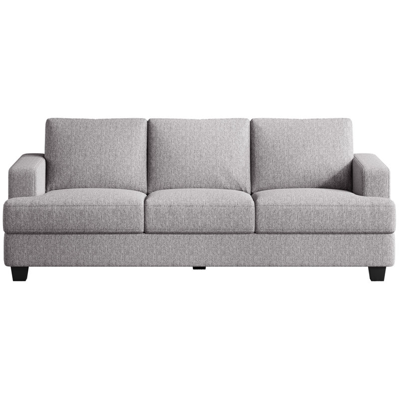 89" W 2-Piece Upholstered Linen Living Room Set, Light Gray