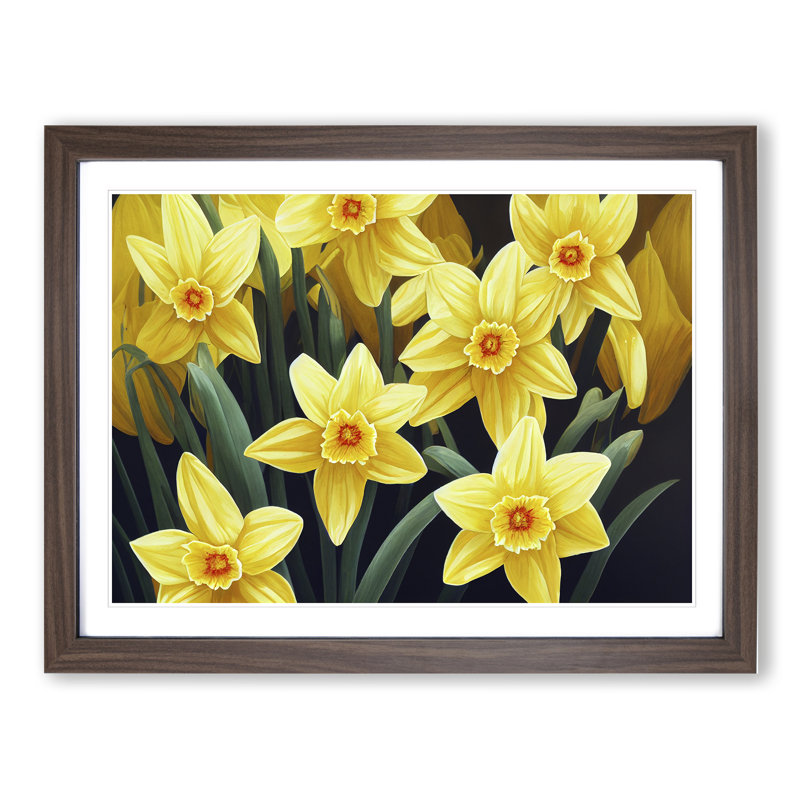 Ultimate Daffodil Flowers - Framed Print, 25cm H x 34cm W x 2cm D, Walnut