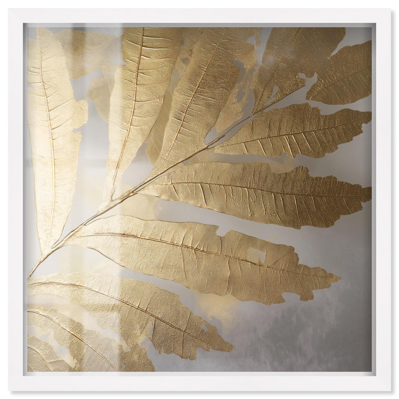 Toile dorée (I) Shadowbox Print Nature Elegant Art par Art Remedy, H 25 po x l 25 po, Blanc