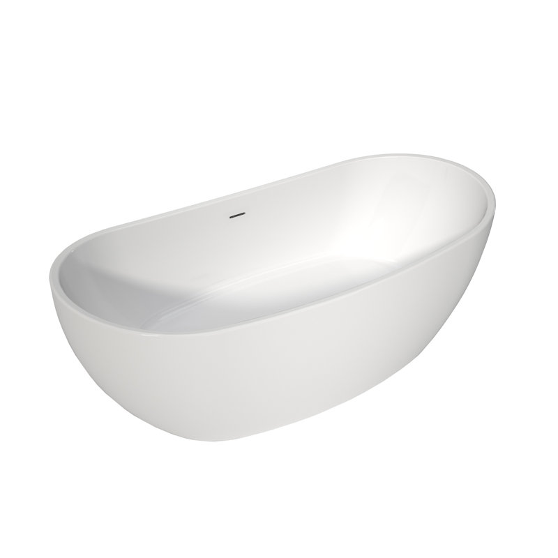 65" Acrylic Bathtub, White, Modern Design, Comfortable, Luxury White 65", Deep Soaking, High Gloss Finish,