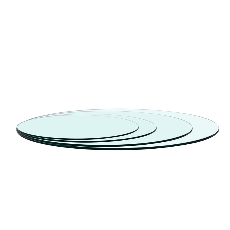 Rond de 23,6 pouces, plateau de table en verre, épaisseur 3/10, trempé, résistance à cinq fois, conception des bords résistante, caractéristique