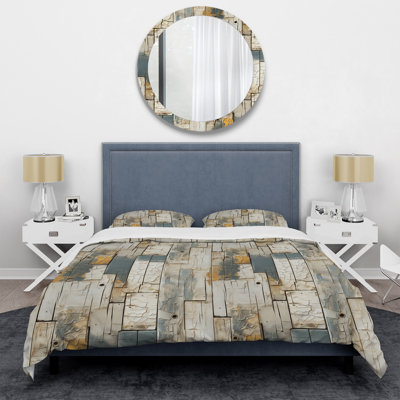 Grey Tones Wood Pallets Abstract Duvet Cover